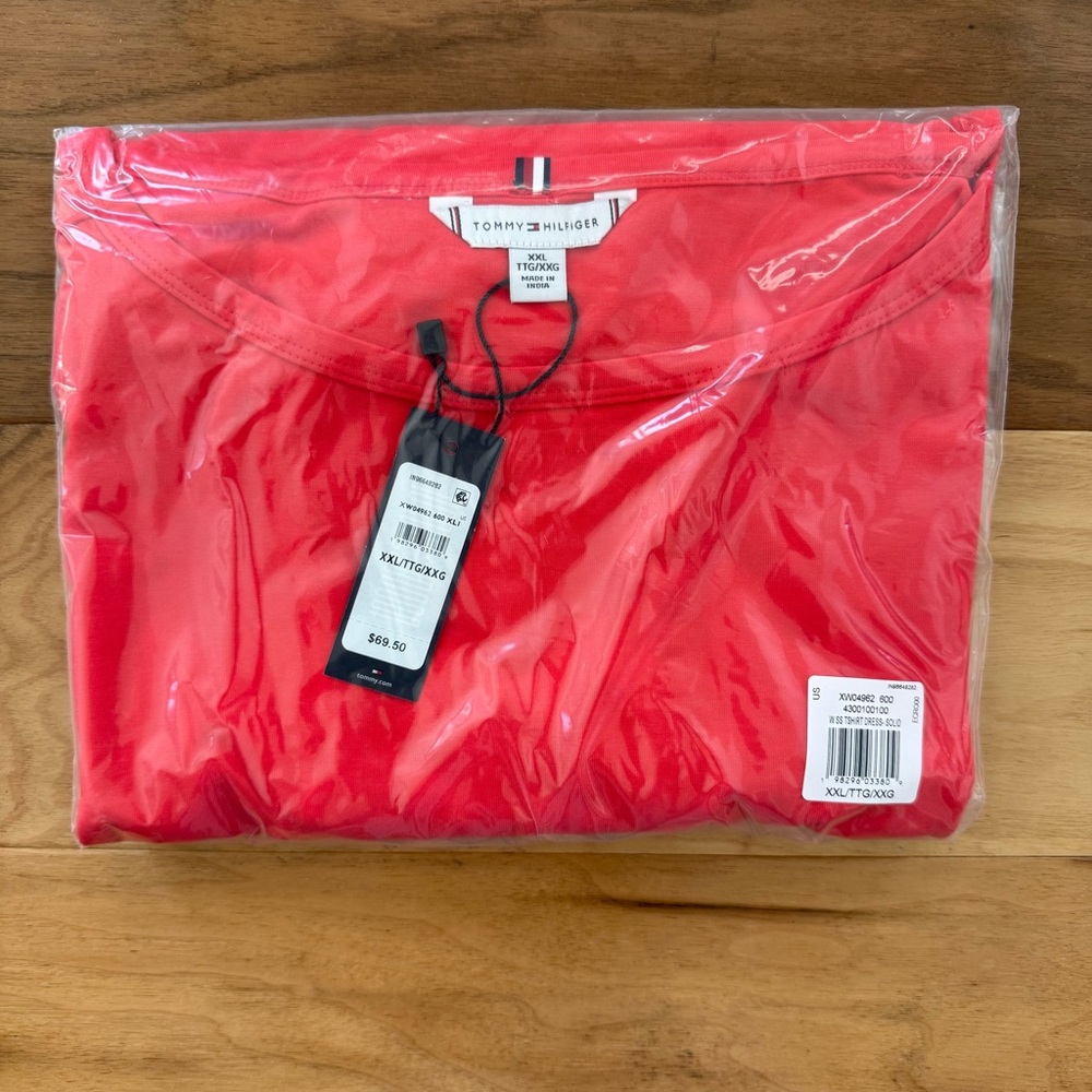 Brand New Tommy Hilfiger Women’s Coral Belted Stretch T-Shirt Dress, Size M, NWT - Picture 7 of 7